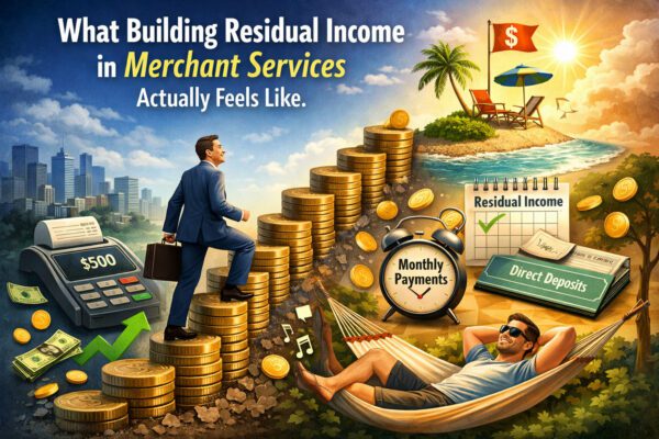 alt="merchant services agent reviewing residual income strategy"